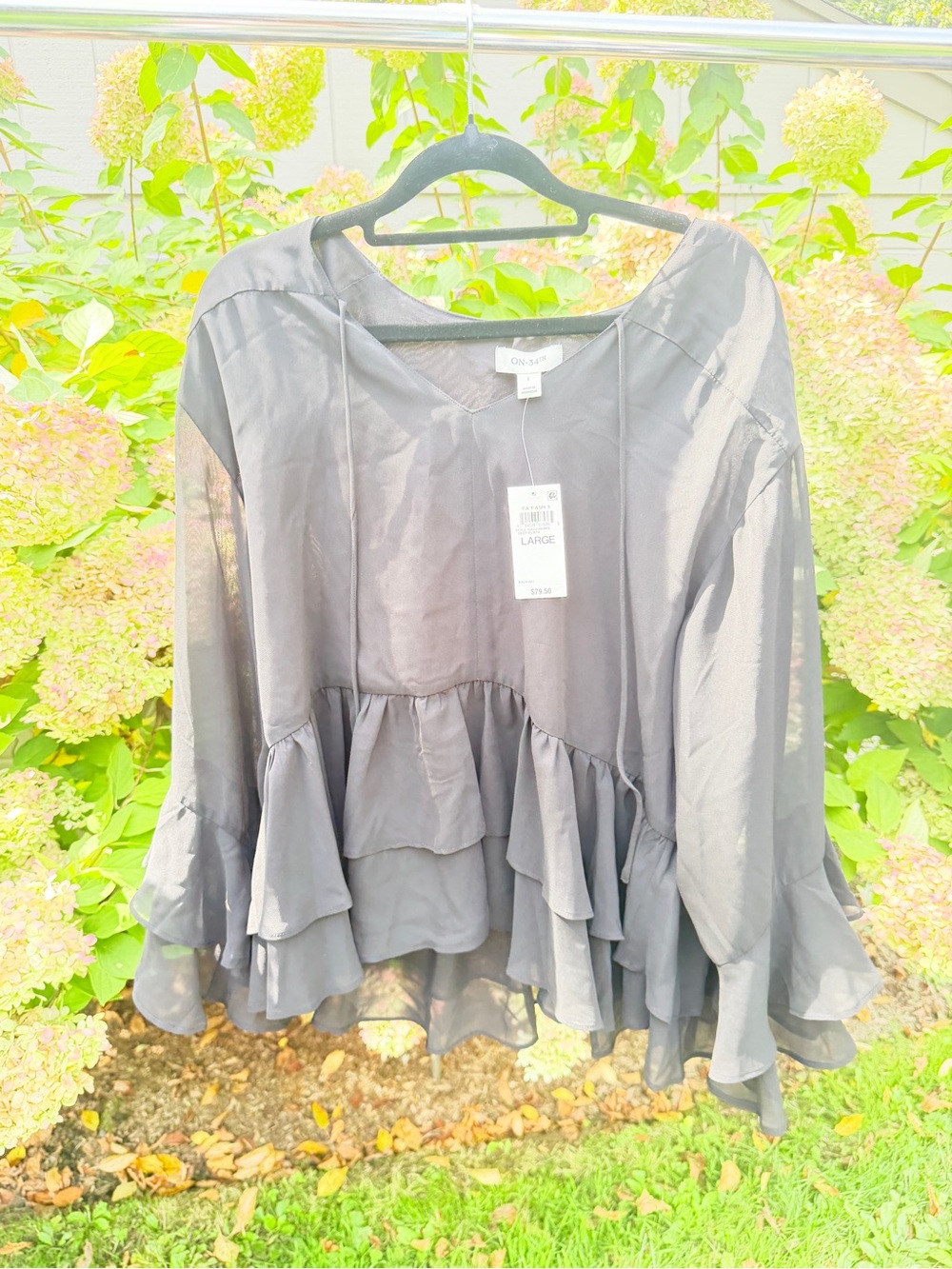 On-Sale Ruffled Peasant Blouse - Gray